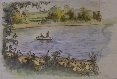 Fishing, Blagdon Lake  watercolour